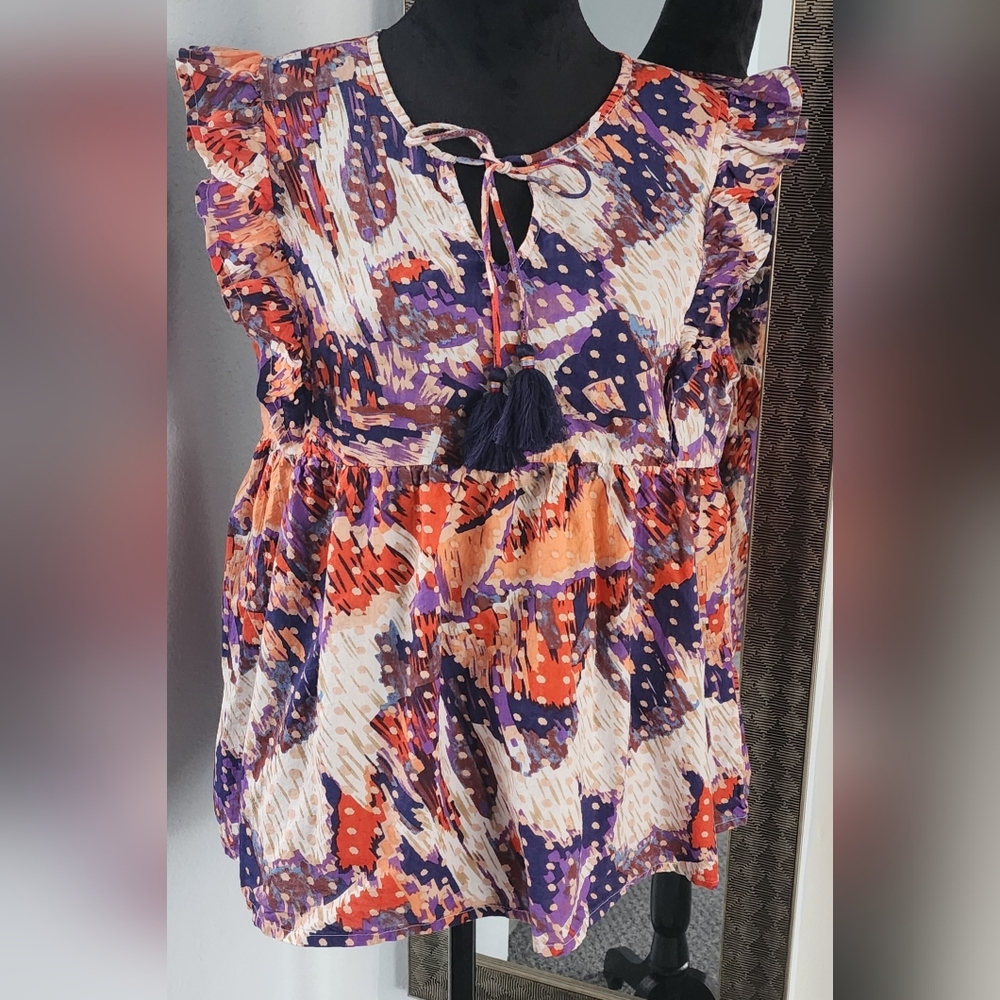 T H M L Blouse Size L 100% Cotton